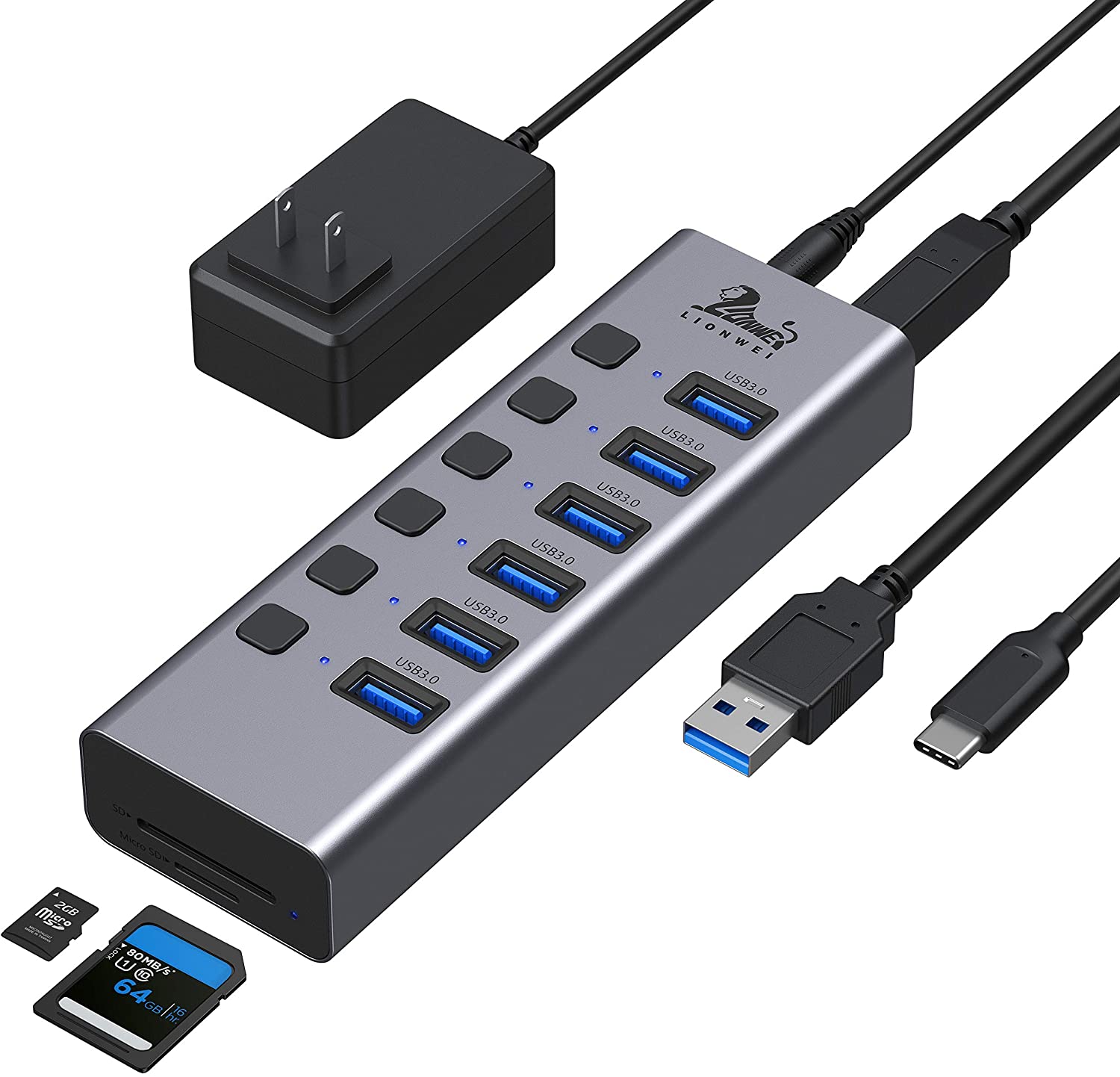 8-Port Powered USB 3.0/USB C Hub